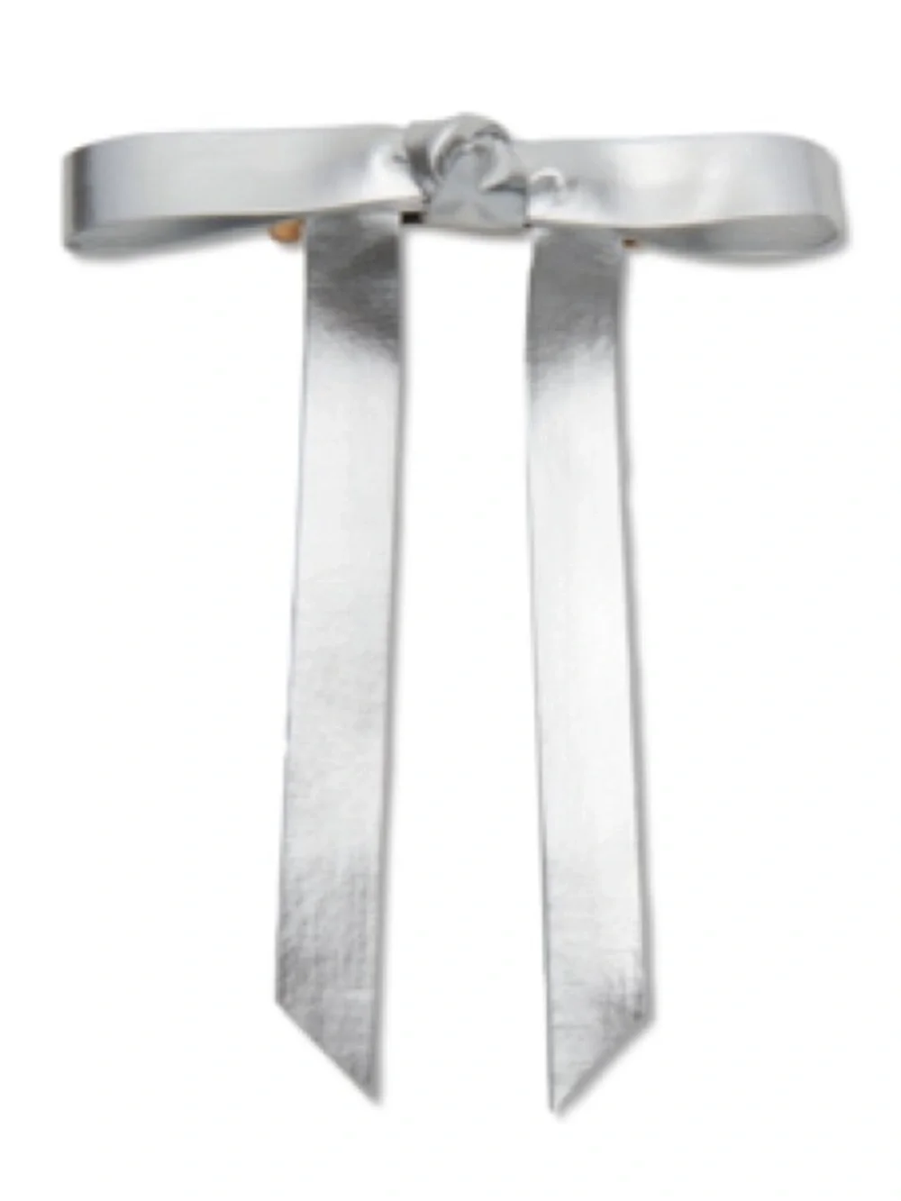 Lele Sadoughi Silver Bardot Faux Leather Bow Barrette - NWT